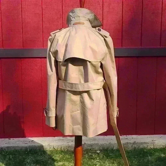 NWOT Coach Khaki and Leopard Belted Short trench coat size xs - Picture 6 of 17